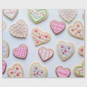 Valentijnsdag hartkoekjes cadeaupapier (Vlak)