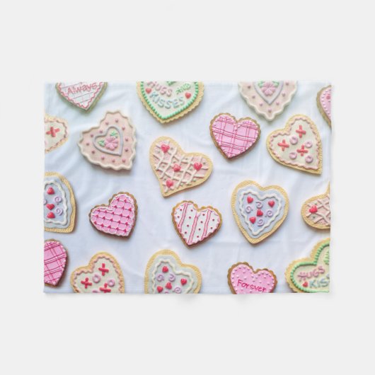 Valentijnsdag hartkoekjes fleece deken (Voorkant (Horizontaal))