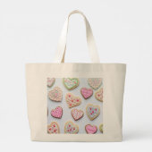 Valentijnsdag hartkoekjes       grote tote bag (Achterkant)