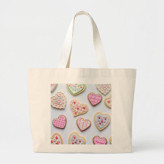 Valentijnsdag hartkoekjes       grote tote bag (Voorkant)