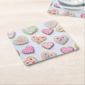 Valentijnsdag hartkoekjes kartonnen onderzetters (Schuin)