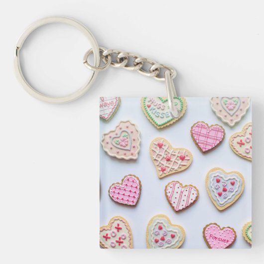 Valentijnsdag hartkoekjes sleutelhanger (voorkant)