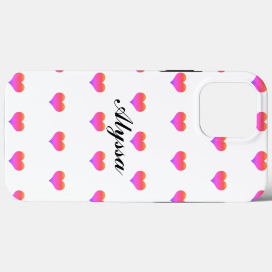Valentijnsdag Hartpatronen Aangepaste naam Roze Case-Mate iPhone Case (Achterkant (horizontaal))