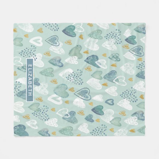 Valentijnsdag hartpatroon fleece deken (Voorkant (Horizontaal))