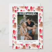 Valentijnsdag Hartpatroon Foto Feestdagenkaart (Voorkant)