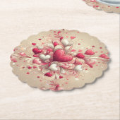 Valentijnsdag hartpatroon kartonnen onderzetters (Gekanteld)