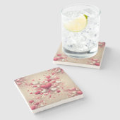 Valentijnsdag hartpatroon stenen onderzetter (Zijkant)