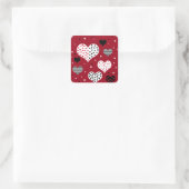 Valentijnsdag harts vierkante sticker (Tas)