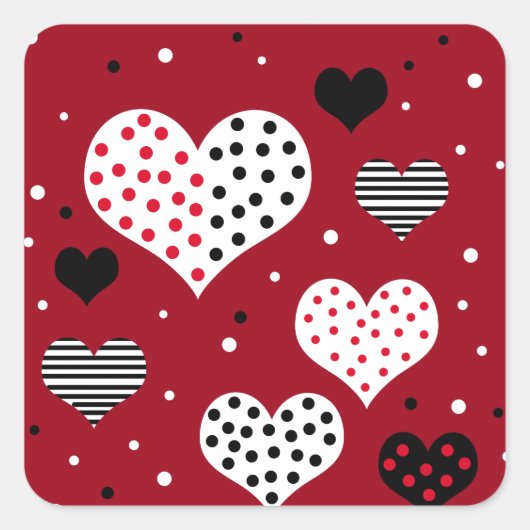 Valentijnsdag harts vierkante sticker (Voorkant)