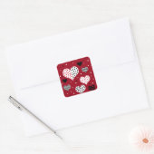 Valentijnsdag harts vierkante sticker (Envelop)