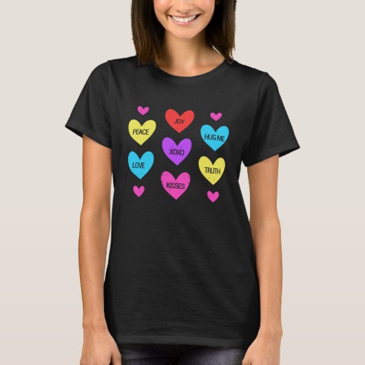 Valentijnsdag hartslag Snoep Matching Couples Love T-shirt (Voorkant)