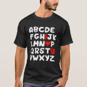 Valentijnsdag Heart Alphabet ABC I Love You Funny T-shirt (Voorkant)