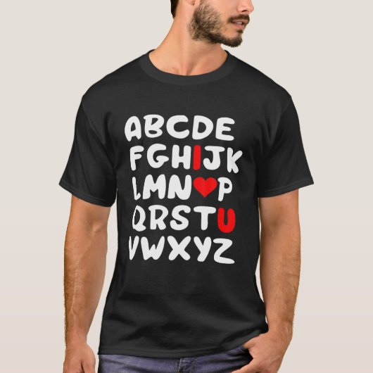 Valentijnsdag Heart Alphabet ABC I Love You Funny T-shirt (Voorkant)