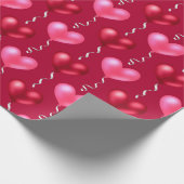 Valentijnsdag Heart Balloons Fun Pattern Red Pink Cadeaupapier (Hoek)