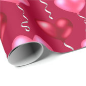 Valentijnsdag Heart Balloons Fun Pattern Red Pink Cadeaupapier (Rol Hoek)