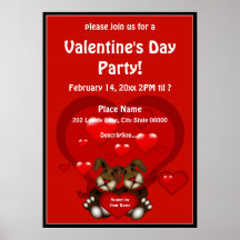 Valentijnsdag Heart Bunnies Party Poster