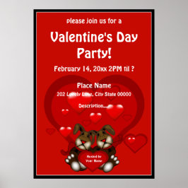 Valentijnsdag Heart Bunnies Party Poster