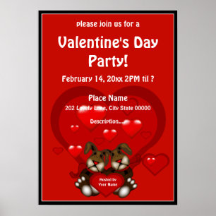 Valentijnsdag Heart Bunnies Party Poster