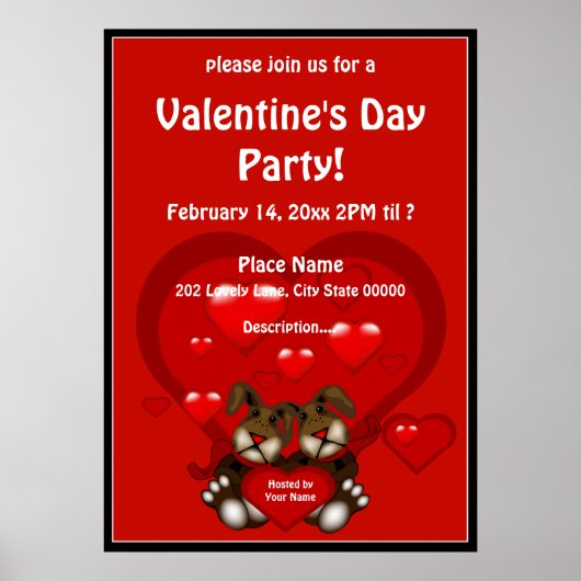 Valentijnsdag Heart Bunnies Party Poster (Voorkant)
