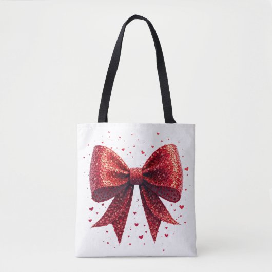 Valentijnsdag Heart Coquette Bow Tote Bag (Voorkant)