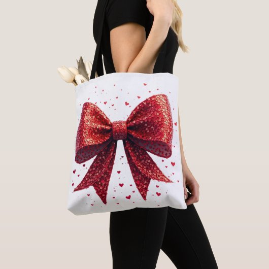 Valentijnsdag Heart Coquette Bow Tote Bag (Dichtbij)