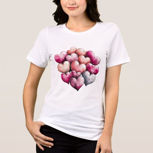 Valentijnsdag Heart Design T-shirt (Voorkant)