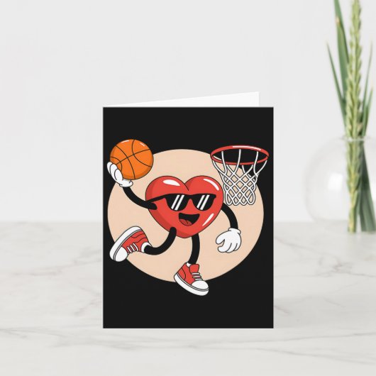 Valentijnsdag Heart Dunking Basketbal 2 Kaart (Voorkant)
