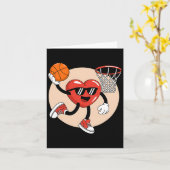 Valentijnsdag Heart Dunking Basketbal 2 Kaart (Gele Bloem)