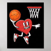 Valentijnsdag Heart Dunking Basketball Boys Girls Poster (Voorkant)