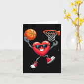 Valentijnsdag Heart Dunking Basketball Kaart (Gele Bloem)