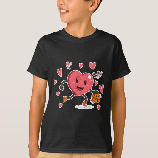 Valentijnsdag Heart Dunking Basketball Player Coa T-shirt (Voorkant)