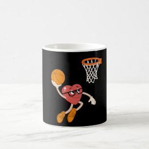 Valentijnsdag Heart Dunking Schattige basketbal Koffiemok