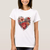  Valentijnsdag Heart en Flowers T-shirt (Voorkant)