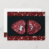 Valentijnsdag Heart Glitters Briefkaart (Voorkant / Achterkant)
