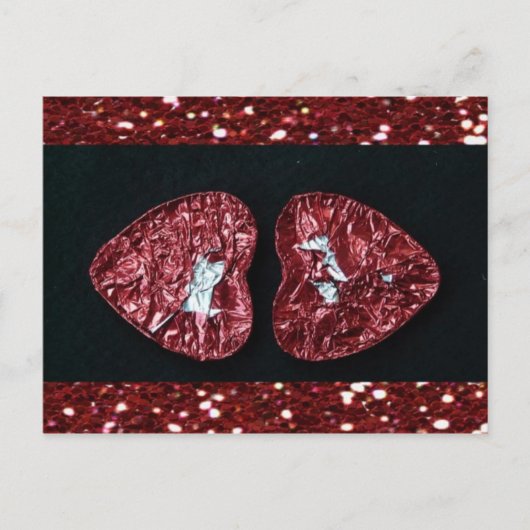 Valentijnsdag Heart Glitters Briefkaart (Voorkant)