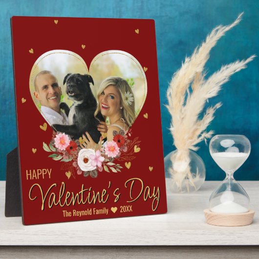 Valentijnsdag Heart Gold Foto Glitter Heart Red Fotoplaat (Zijkant)