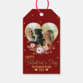 Valentijnsdag Heart Gold Glitter Photo Heart Red Cadeaulabel (Voorkant)