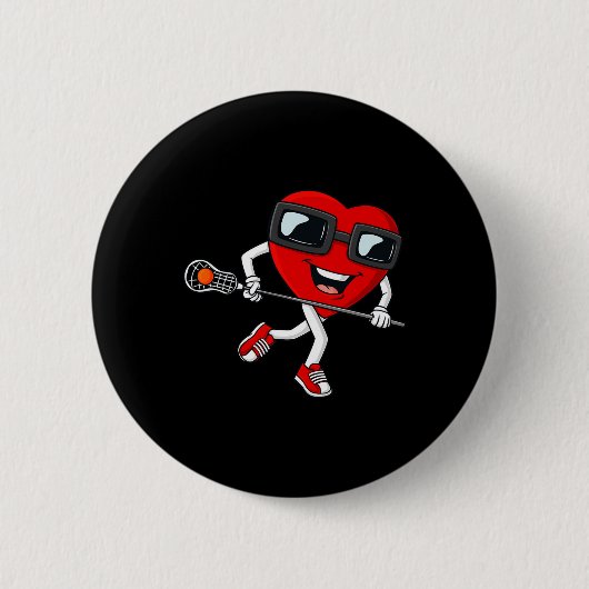 Valentijnsdag Heart Holding Lacrosse Stick Boys G Ronde Button 5,7 Cm (Voorkant)