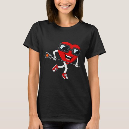 Valentijnsdag Heart Holding Lacrosse Stick Boys G T-shirt (Voorkant)
