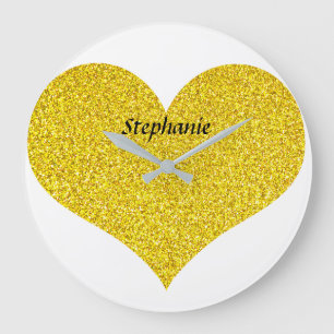 Valentijnsdag Heart Monogram Gold Glitter 2022 Grote Klok