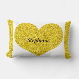 Valentijnsdag Heart Monogram Gold Glitter 2022 Kussen