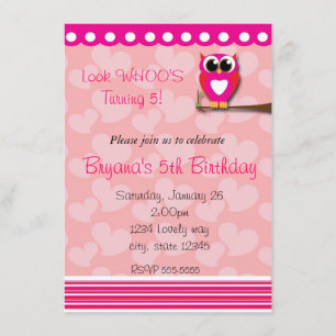 Valentijnsdag Heart Owl Birthday Uitnodiging