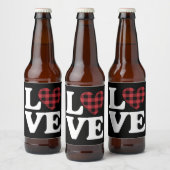 Valentijnsdag Heart Plaid Love Bier Etiket (Flessen)