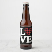 Valentijnsdag Heart Plaid Love Bier Etiket (Voorkant)