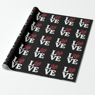 Valentijnsdag Heart Plaid Love Cadeaupapier