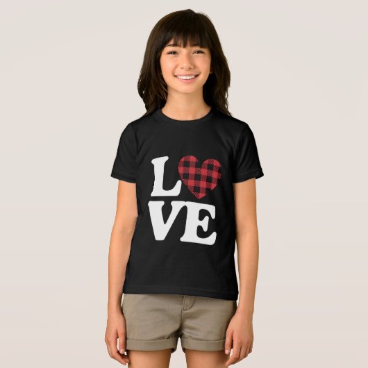 Valentijnsdag Heart Plaid Love Tri-Blend Shirt (Voorkant volledig)