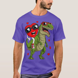 Valentijnsdag Heart Riding Dinosaur T Rex Funny B T-shirt