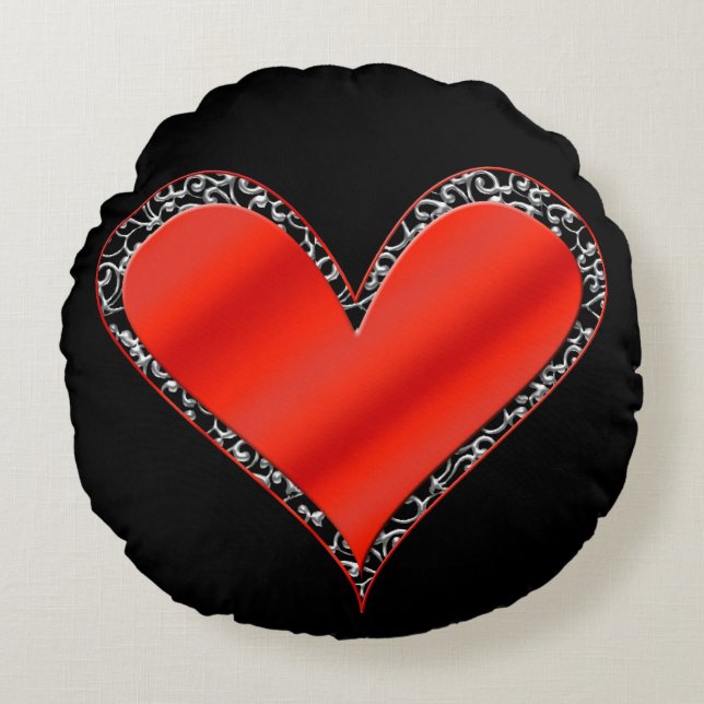 Valentijnsdag Heart  Rond Kussen (Voorkant)