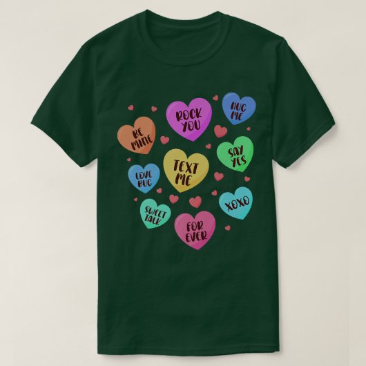 Valentijnsdag Heart Snoep Design for Men Vrouw & M T-shirt (Design voorkant)