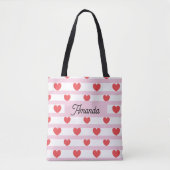Valentijnsdag Heart Stripe-Tas Tote Bag (Voorkant)